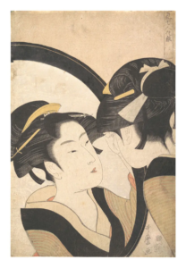 Reproduction - Femme se maquillant à l'aide d'un miroir - Kitagawa Utamaro - 1790-95