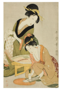 Reproduction - Mère et fille préparant un repas - Kitagawa Utamaro - 1806-20