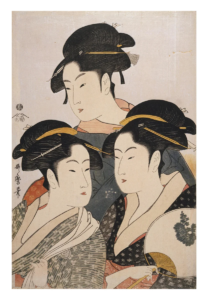 Reproduction - Trois beautés de notre temps - Kitagawa Utamaro - 1791