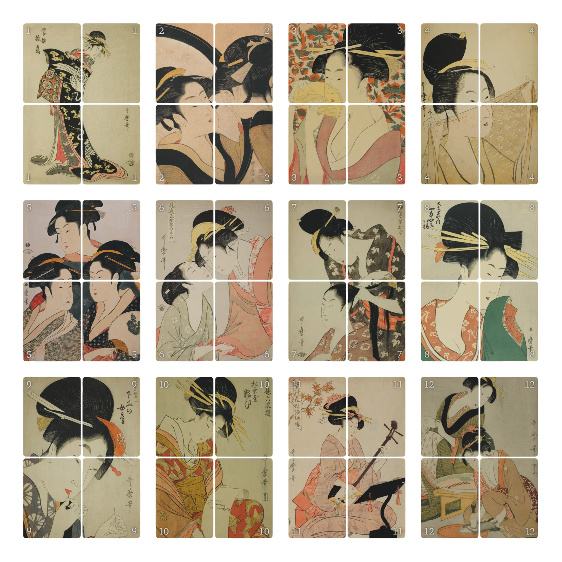48 cartes "œuvre" -Picktura Kitagawa Utamaro